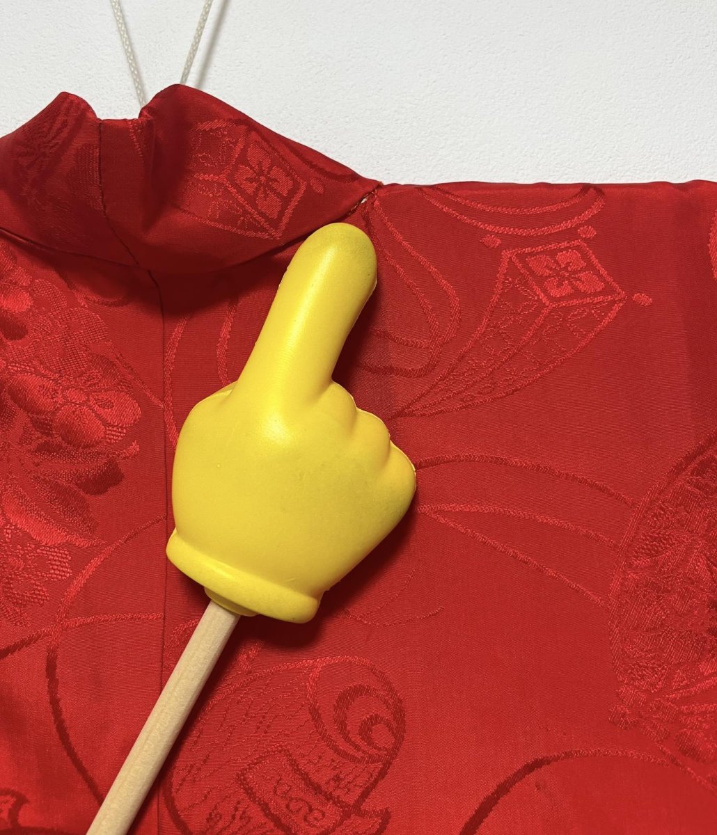 Photo8: JAPANESE KIMONO SILK ANTIQUE FURISODE JUBAN / RED / KUSUDAMA / KOZUCHI / RINZU (8)