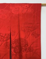 Photo6: JAPANESE KIMONO SILK ANTIQUE FURISODE JUBAN / RED / KUSUDAMA / KOZUCHI / RINZU (6)