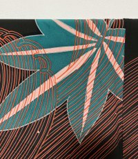 Photo10: JAPANESE KIMONO SILK ANTIQUE HAORI / MOMIJI & BIG WAVE / SAIL SHIP / BLACK (10)
