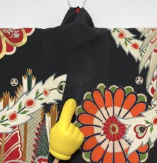 Photo16: JAPANESE KIMONO SILK ANTIQUE FURISODE / PHOENIX / CHRYSANTHEMUM / EMBROIDERY (16)