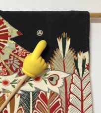 Photo13: JAPANESE KIMONO SILK ANTIQUE FURISODE / PHOENIX / CHRYSANTHEMUM / EMBROIDERY (13)