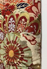 Photo11: JAPANESE KIMONO SILK ANTIQUE FURISODE / PHOENIX / CHRYSANTHEMUM / EMBROIDERY (11)