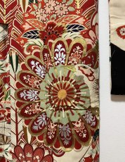Photo10: JAPANESE KIMONO SILK ANTIQUE FURISODE / PHOENIX / CHRYSANTHEMUM / EMBROIDERY (10)