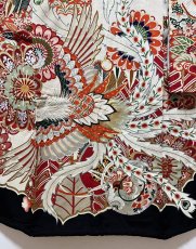 Photo7: JAPANESE KIMONO SILK ANTIQUE FURISODE / PHOENIX / CHRYSANTHEMUM / EMBROIDERY (7)