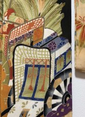 Photo10: JAPANESE KIMONO SILK ANTIQUE FURISODE / BLACK / SHO-CHIKU-BAI / GOSYOGURUMA  (10)