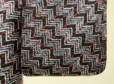 Photo8: JAPANESE KIMONO SILK SHIBORI HAORI / STAIR-MOKUME SHIBORI DYED / DARK INDIGO BLUE x RED / UNUSED (8)