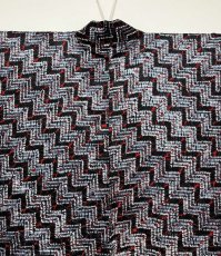 Photo3: JAPANESE KIMONO SILK SHIBORI HAORI / STAIR-MOKUME SHIBORI DYED / DARK INDIGO BLUE x RED / UNUSED (3)