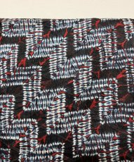 Photo9: JAPANESE KIMONO SILK SHIBORI HAORI / STAIR-MOKUME SHIBORI DYED / DARK INDIGO BLUE x RED / UNUSED (9)