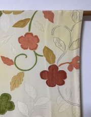 Photo5: JAPANESE KIMONO SILK HAORI / IVORY / JIMON-OKOSHI / FLOWER & LEAF (5)