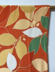 Photo5: JAPANESE KIMONO SILK HAORI / ORANGE / LEAF  (5)