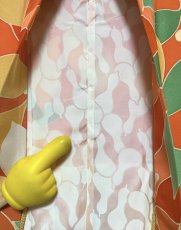 Photo8: JAPANESE KIMONO SILK HAORI / ORANGE / LEAF  (8)