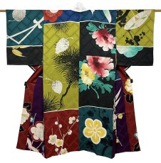 Photo1: JAPANESE KIMONO SILK ANTIQUE JUBAN / PATTERN SAMPLE  (1)