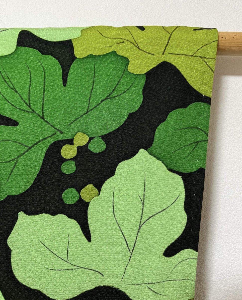 Photo5: JAPANESE KIMONO SILK HAORI / LEAF / UNUSED / BLACK (5)