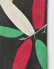 Photo8: JAPANESE KIMONO SILK ANTIQUE HAORI / LEAF / UZUMAKI / BLACK (8)