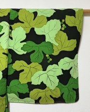 Photo8: JAPANESE KIMONO SILK HAORI / LEAF / UNUSED / BLACK (8)