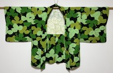 Photo2: JAPANESE KIMONO SILK HAORI / LEAF / UNUSED / BLACK (2)