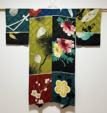 Photo2: JAPANESE KIMONO SILK ANTIQUE JUBAN / PATTERN SAMPLE  (2)