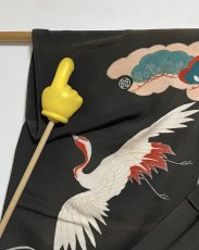 Photo15: JAPANESE KIMONO SILK ANTIQUE FURISODE / FLYING CRANE / WAVE / TAKARAZUKUSHI (15)