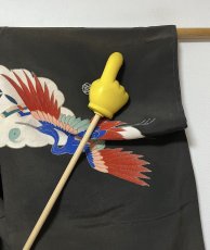 Photo14: JAPANESE KIMONO SILK ANTIQUE FURISODE / FLYING CRANE / WAVE / TAKARAZUKUSHI (14)