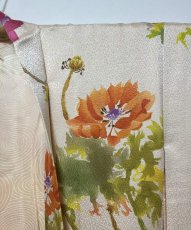 Photo8: JAPANESE KIMONO SILK HAORI / HAND PAINTED FLOWER / LIGHT CORAL / UNUSED (8)