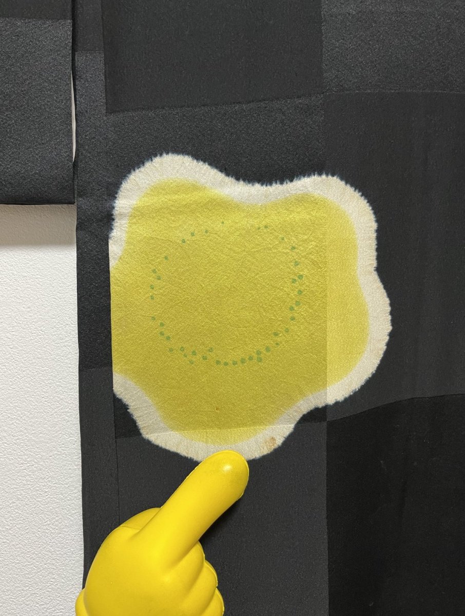 Photo10: JAPANESE KIMONO SILK ANTIQUE HAORI / SHIBORI UME FLOWER / ICHIMATSU / BLACK (10)