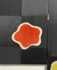 Photo6: JAPANESE KIMONO SILK ANTIQUE HAORI / SHIBORI UME FLOWER / ICHIMATSU / BLACK (6)