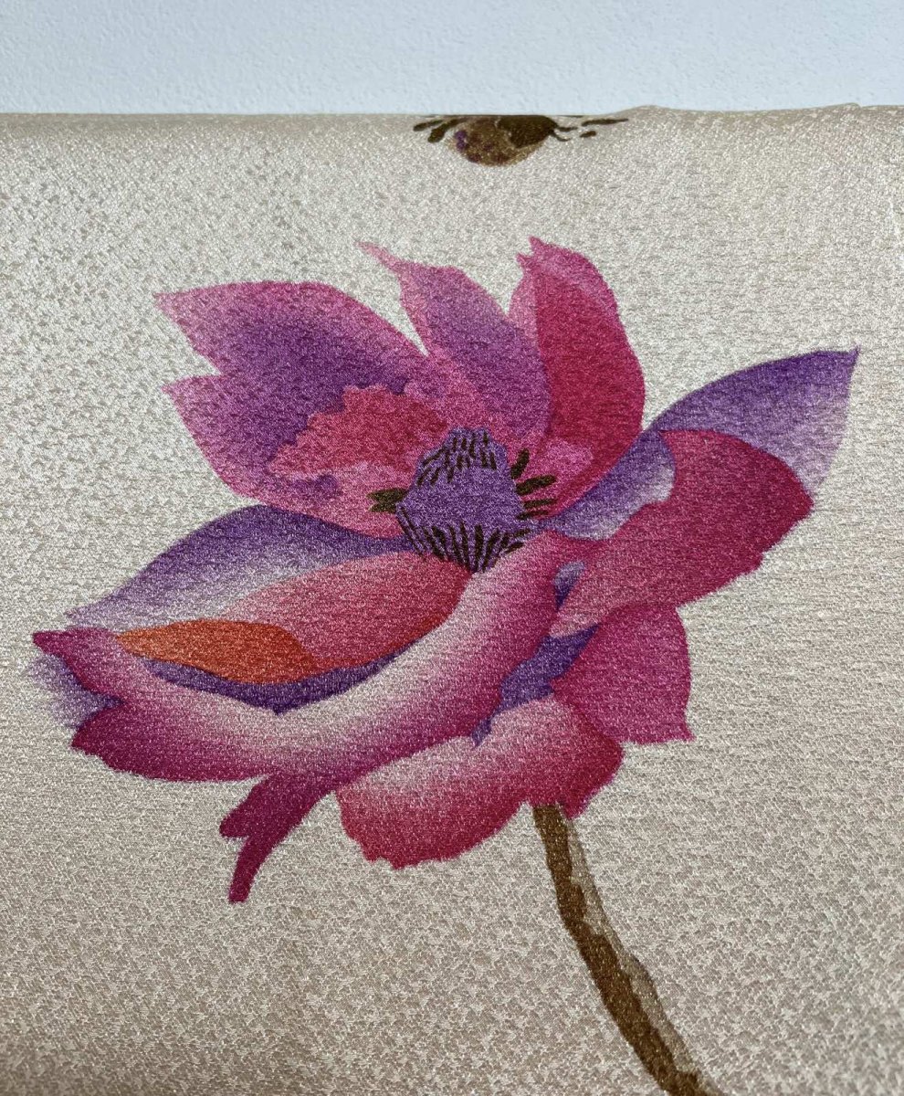 Photo6: JAPANESE KIMONO SILK HAORI / HAND PAINTED FLOWER / LIGHT CORAL / UNUSED (6)