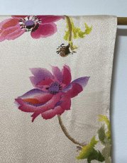 Photo5: JAPANESE KIMONO SILK HAORI / HAND PAINTED FLOWER / LIGHT CORAL / UNUSED (5)