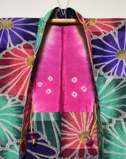 Photo9: JAPANESE KIMONO MIXED WEAVE ANTIQUE HAORI / MEISEN / CHRYSANTHEMUM (9)