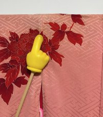 Photo11: JAPANESE KIMONO SILK ANTIQUE HAORI / PEONY / SAYAGATA / EMBROIDERY / CORAL (11)