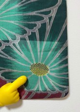 Photo10: JAPANESE KIMONO MIXED WEAVE ANTIQUE HAORI / MEISEN / CHRYSANTHEMUM (10)