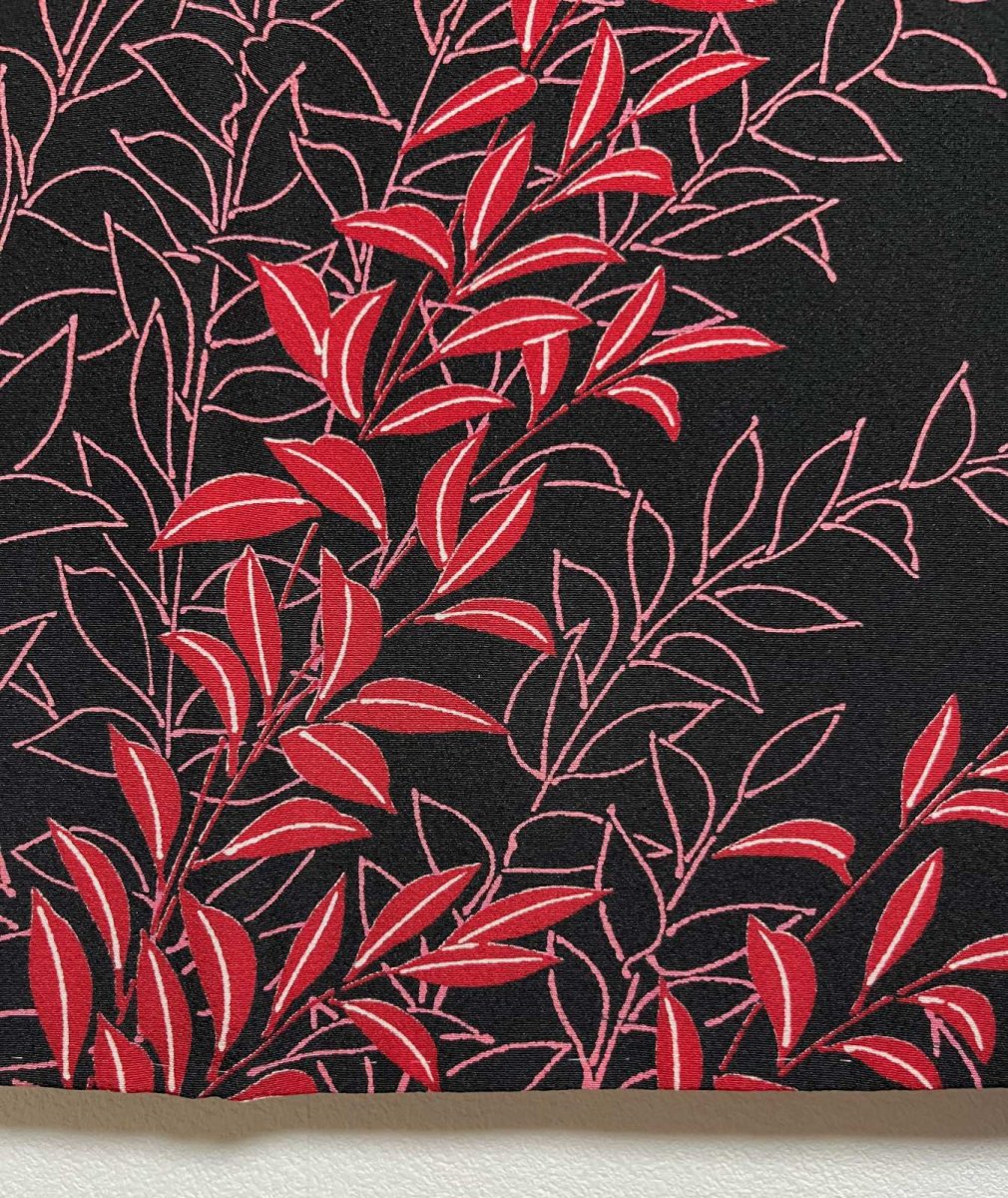 Photo6: JAPANESE KIMONO SILK HAORI / LEAF / BLACK / UNUSED (6)