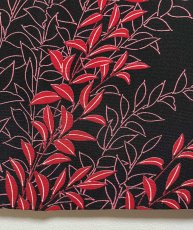 Photo6: JAPANESE KIMONO SILK HAORI / LEAF / BLACK / UNUSED (6)