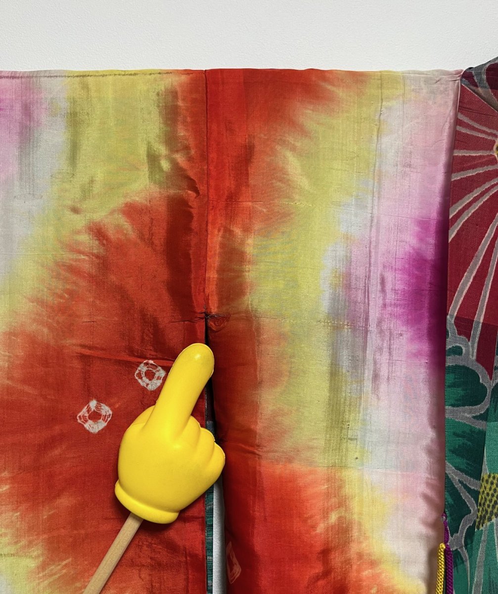 Photo13: JAPANESE KIMONO MIXED WEAVE ANTIQUE HAORI / MEISEN / CHRYSANTHEMUM (13)