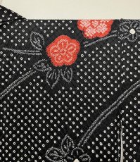 Photo4: JAPANESE KIMONO SILK HAORI / FULL SHIBORI / UME / BLACK / UNUSED (4)