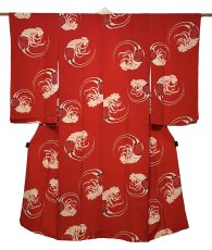 Photo1: JAPANESE KIMONO SILK ANTIQUE JUBAN / JAPANESE LOBSTER / RED  (1)
