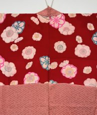 Photo9: JAPANESE KIMONO SILK ANTIQUE HAORI / PEONY / SAYAGATA / EMBROIDERY / CORAL (9)