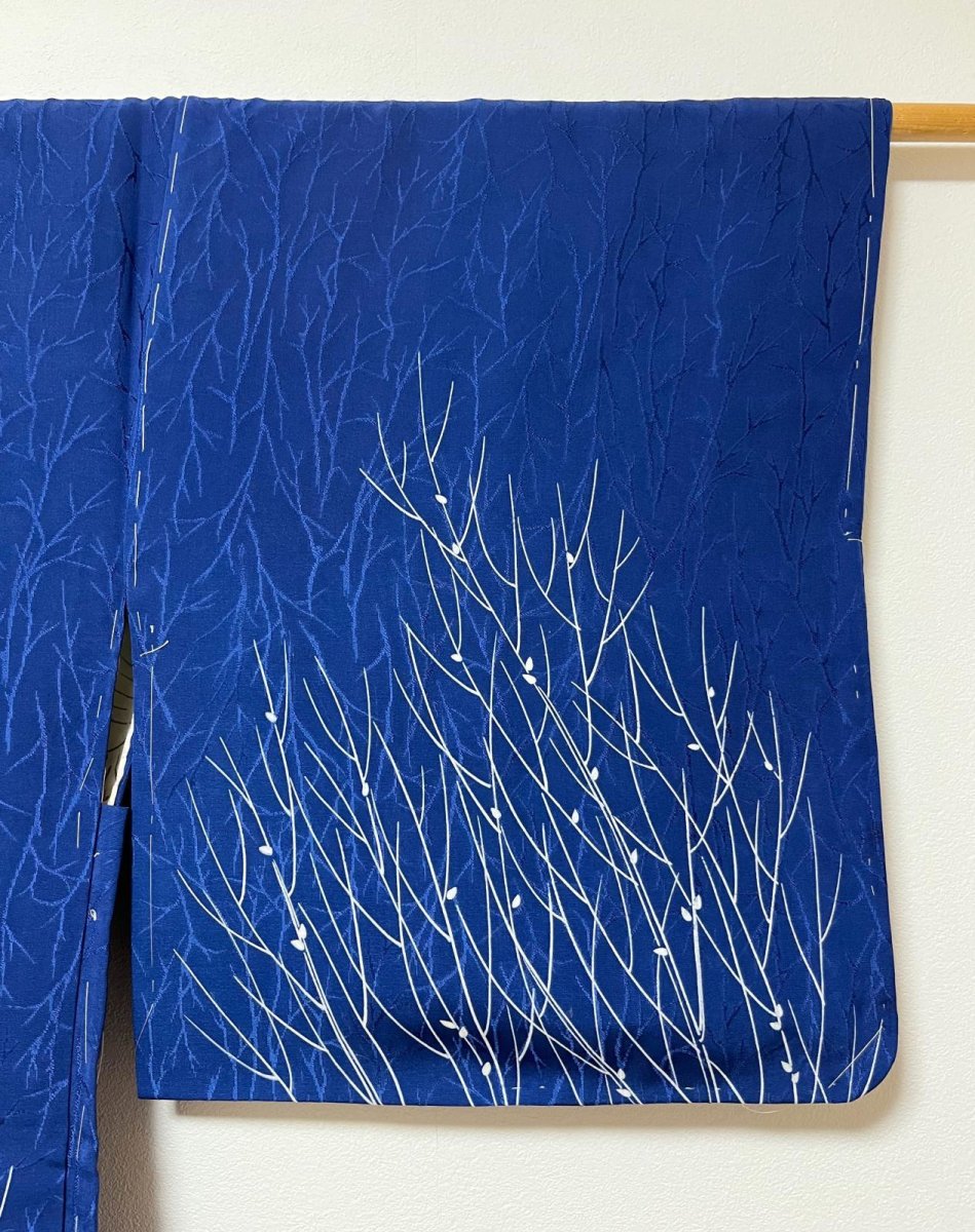 Photo5: JAPANESE KIMONO SILK HAORI / DARK BLUE / UNUSED (5)