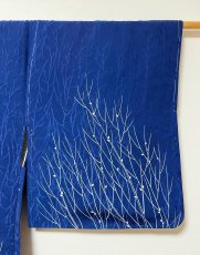 Photo5: JAPANESE KIMONO SILK HAORI / DARK BLUE / UNUSED (5)