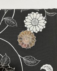 Photo5: JAPANESE KIMONO SILK HAORI / KARAKUSA FLOWER / BLACK (5)