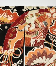 Photo10: JAPANESE KIMONO SILK ANTIQUE FURISODE / SHO-CHIKU-BAI / FAN & CRANE / EMBROIDERY (10)