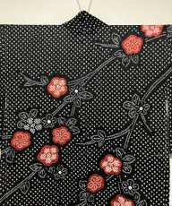 Photo3: JAPANESE KIMONO SILK HAORI / FULL SHIBORI / UME / BLACK / UNUSED (3)