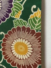 Photo6: JAPANESE KIMONO SILK HAORI / CHRYSANTHEMUM / KARAKUSA / GREEN / CHIRIMEN (6)
