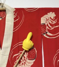 Photo10: JAPANESE KIMONO SILK ANTIQUE JUBAN / JAPANESE LOBSTER / RED  (10)