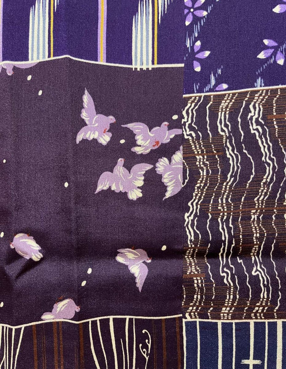 Photo7: JAPANESE KIMONO SILK ANTIQUE JUBAN / PATTERN SAMPLE / KINSHA (7)