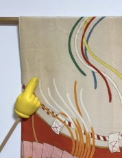 Photo15: JAPANESE KIMONO SILK ANTIQUE FURISODE / MANMAKU / FAN / EMBROIDERY (15)