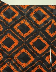Photo4: JAPANESE KIMONO SILK HAORI / SHIBORI DYED / BLACK & DARK ORANGE (4)