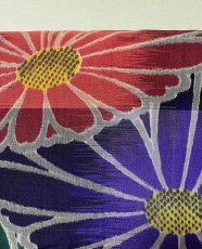 Photo7: JAPANESE KIMONO MIXED WEAVE ANTIQUE HAORI / MEISEN / CHRYSANTHEMUM (7)