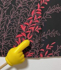 Photo8: JAPANESE KIMONO SILK HAORI / LEAF / BLACK / UNUSED (8)