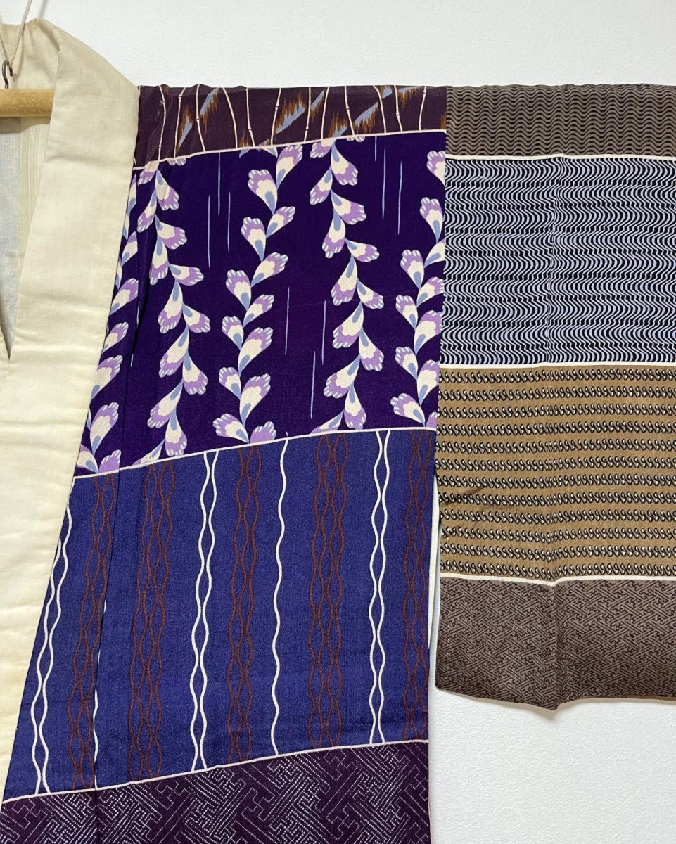 Photo8: JAPANESE KIMONO SILK ANTIQUE JUBAN / PATTERN SAMPLE / KINSHA (8)